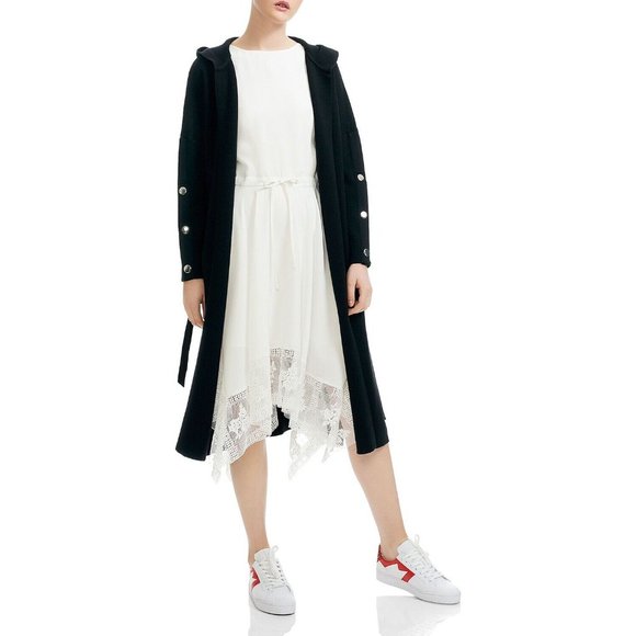 Maje Maelio Button-Embellished Hooded Coat 900$ SIZE 1 - Picture 4 of 8